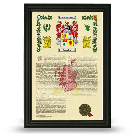 Caragher Armorial History Framed - Black