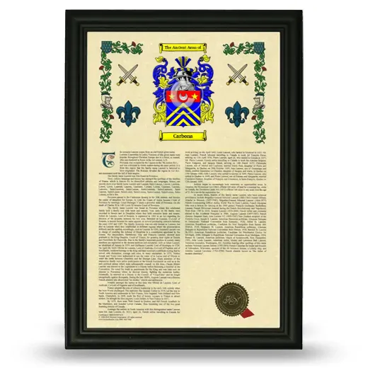 Carbona Armorial History Framed - Black