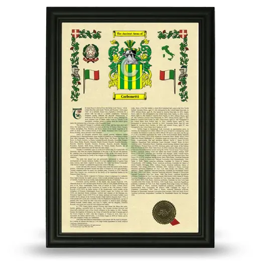 Carbonetti Armorial History Framed - Black