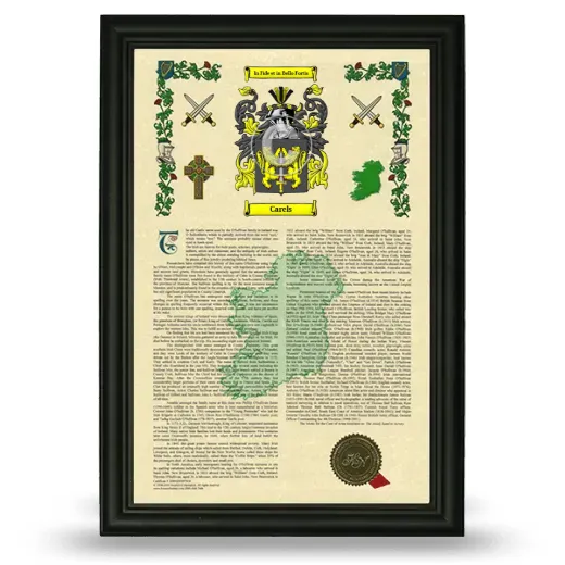 Carels Armorial History Framed - Black