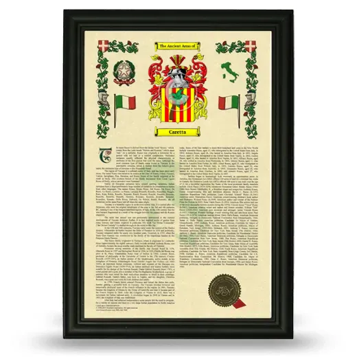 Caretta Armorial History Framed - Black