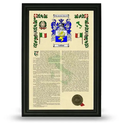 Carlone Armorial History Framed - Black