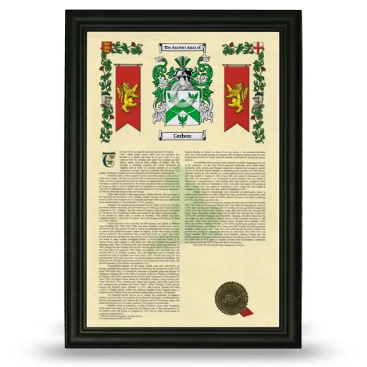 Carlson Armorial History Framed - Black