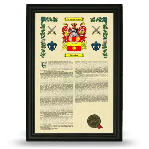 Carreter Armorial History Framed - Black