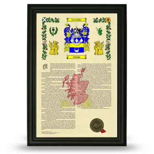 Carsan Armorial History Framed - Black