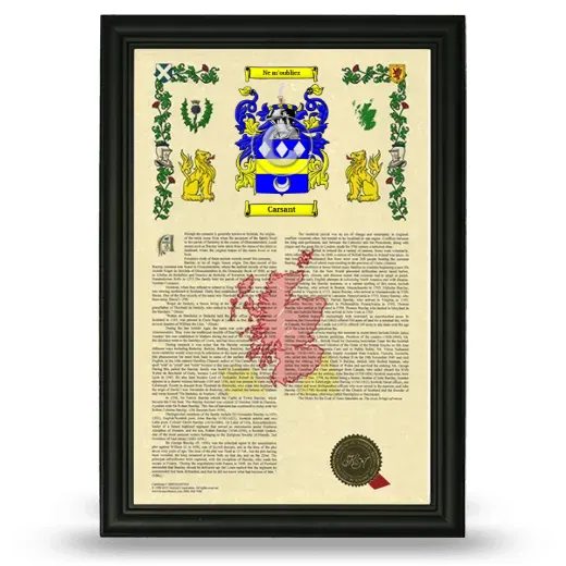 Carsant Armorial History Framed - Black