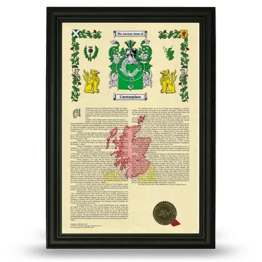 Carstarphen Armorial History Framed - Black