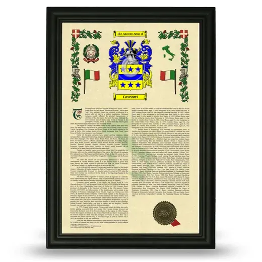 Casciotti Armorial History Framed - Black