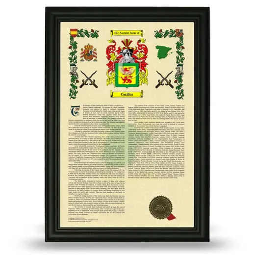 Casilles Armorial History Framed - Black