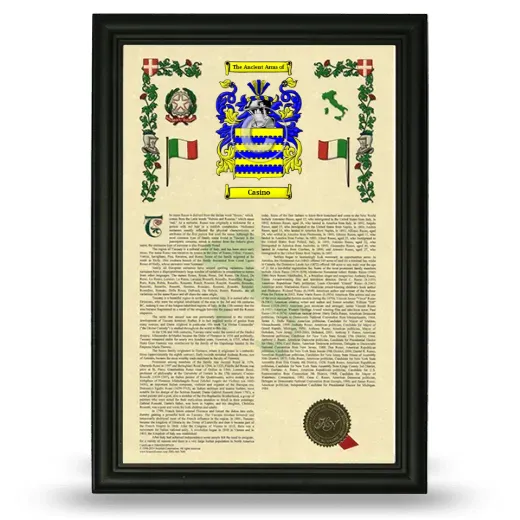 Casino Armorial History Framed - Black