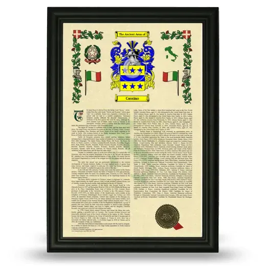 Cassino Armorial History Framed - Black