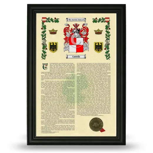 Castells Armorial History Framed - Black
