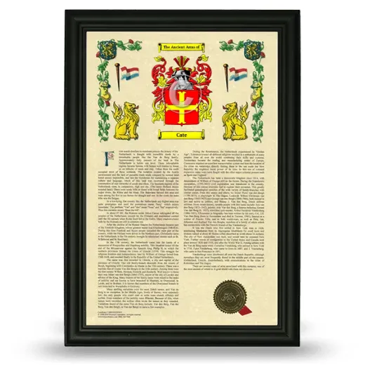 Cate Armorial History Framed - Black