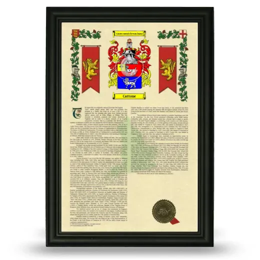 Cattone Armorial History Framed - Black