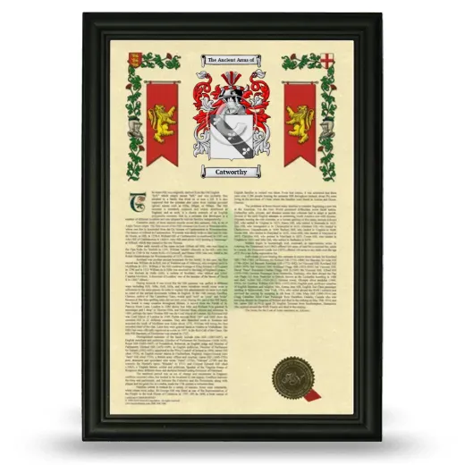 Catworthy Armorial History Framed - Black