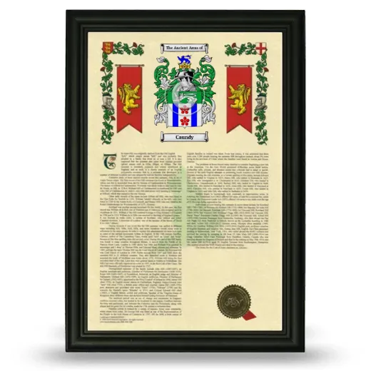 Caundy Armorial History Framed - Black