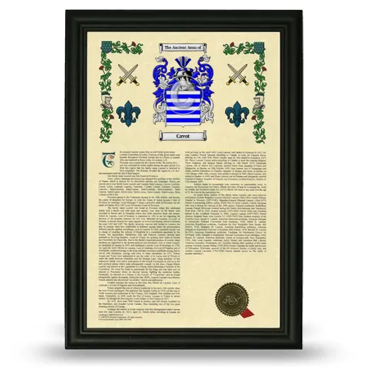 Cavot Armorial History Framed - Black