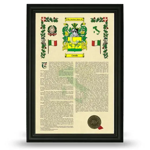 Cecala Armorial History Framed - Black
