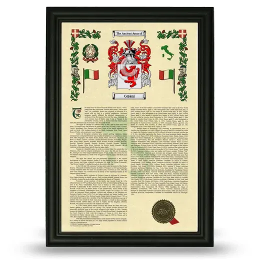 Cejani Armorial History Framed - Black