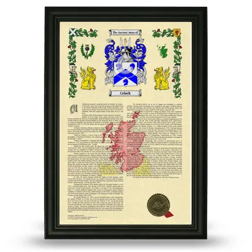 Celock Armorial History Framed - Black