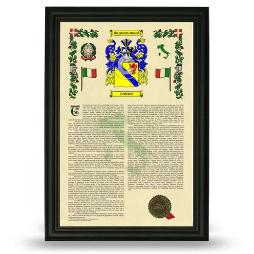 Centani Armorial History Framed - Black