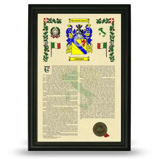Centanni Armorial History Framed - Black