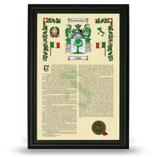 Cerini Armorial History Framed - Black