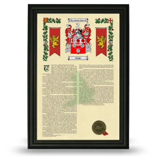 Cesar Armorial History Framed - Black