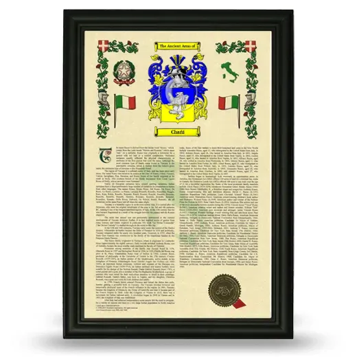 Chañi Armorial History Framed - Black
