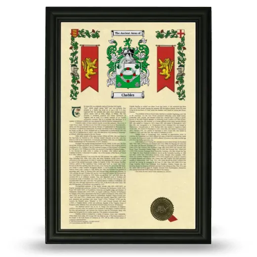 Chables Armorial History Framed - Black