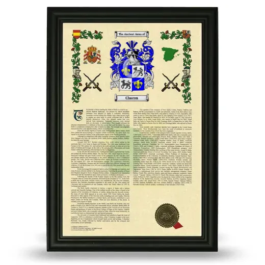 Chacon Armorial History Framed - Black