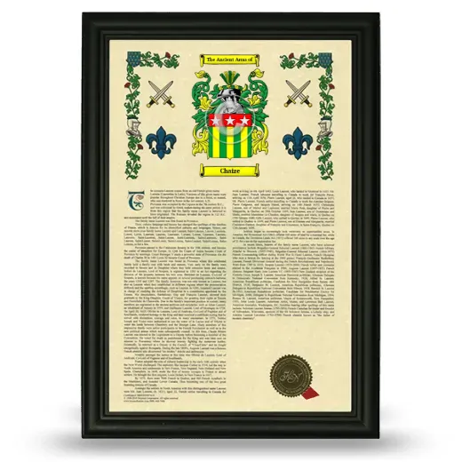 Chaize Armorial History Framed - Black
