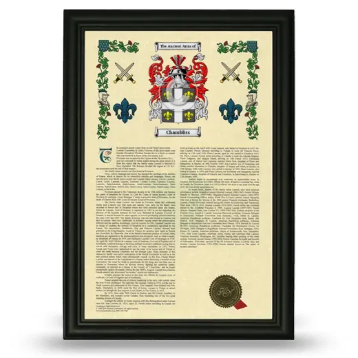 Chambliss Armorial History Framed - Black