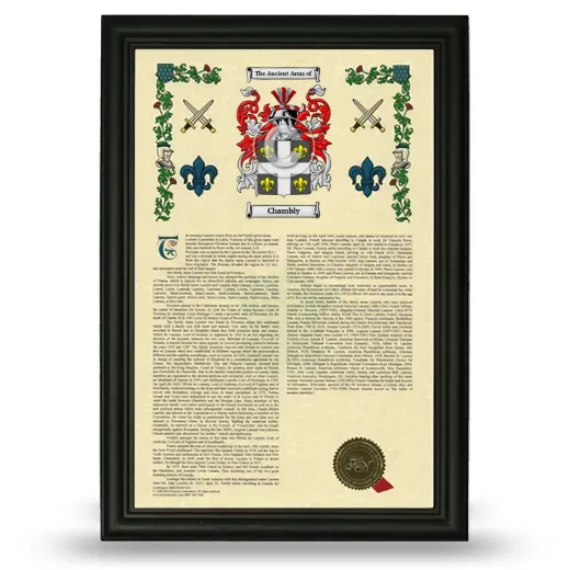 Chambly Armorial History Framed - Black