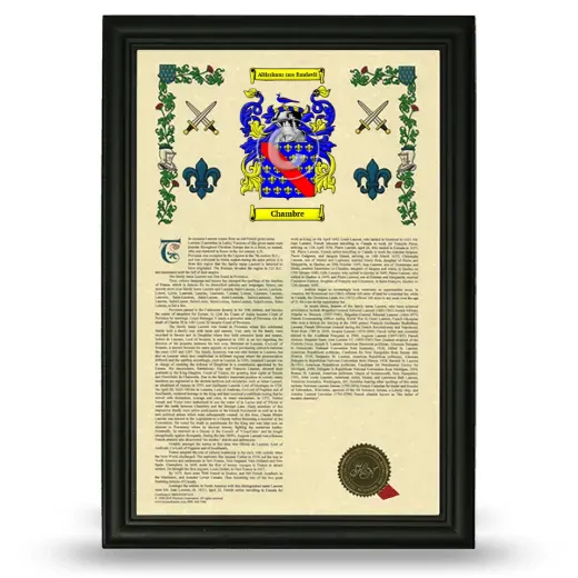 Chambre Armorial History Framed - Black
