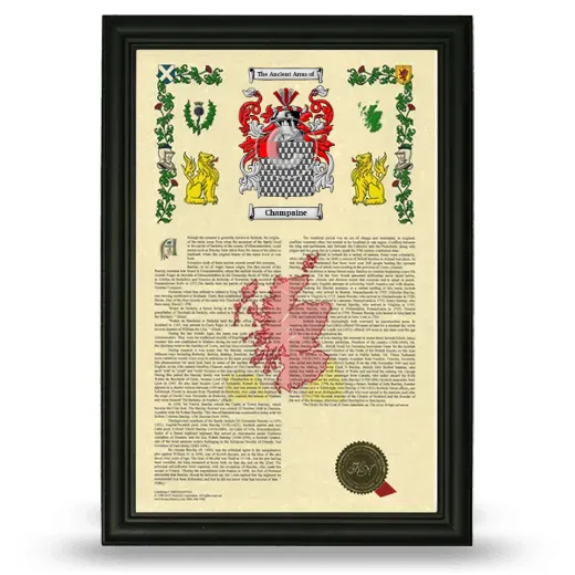 Champaine Armorial History Framed - Black