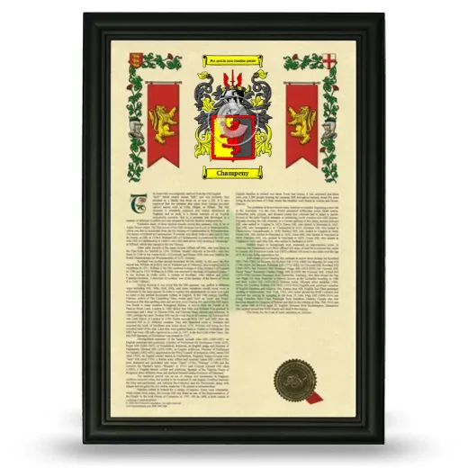 Champeny Armorial History Framed - Black