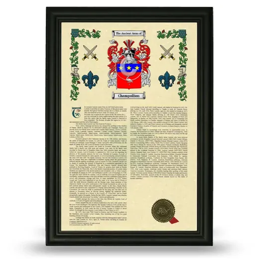 Champollion Armorial History Framed - Black