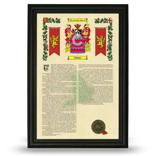 Chanes Armorial History Framed - Black