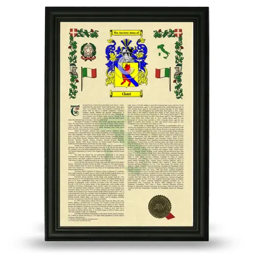 Chari Armorial History Framed - Black