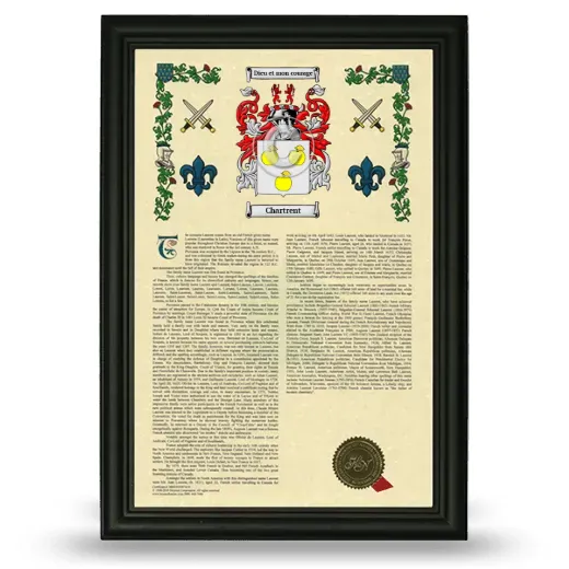 Chartrent Armorial History Framed - Black