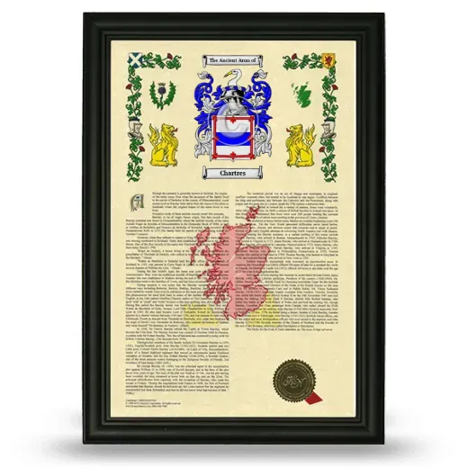 Chartres Armorial History Framed - Black