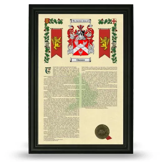 Chasans Armorial History Framed - Black