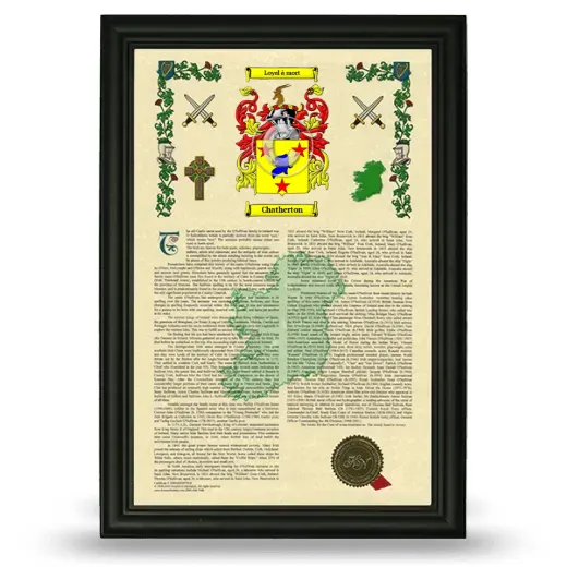 Chatherton Armorial History Framed - Black