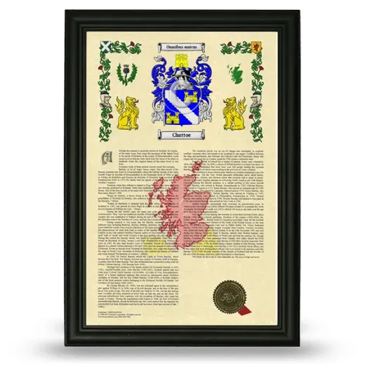 Chattoe Armorial History Framed - Black