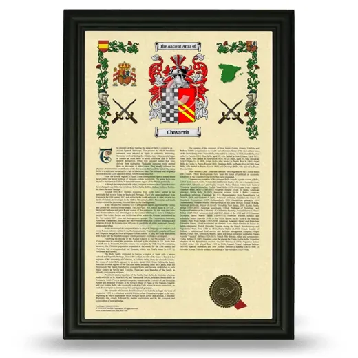 Chavarría Armorial History Framed - Black