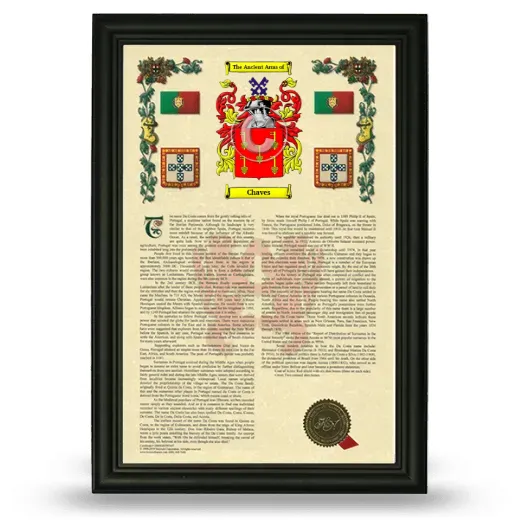Chaves Armorial History Framed - Black