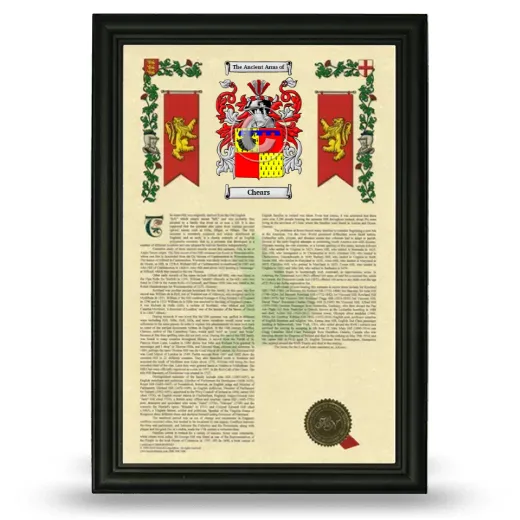 Chears Armorial History Framed - Black