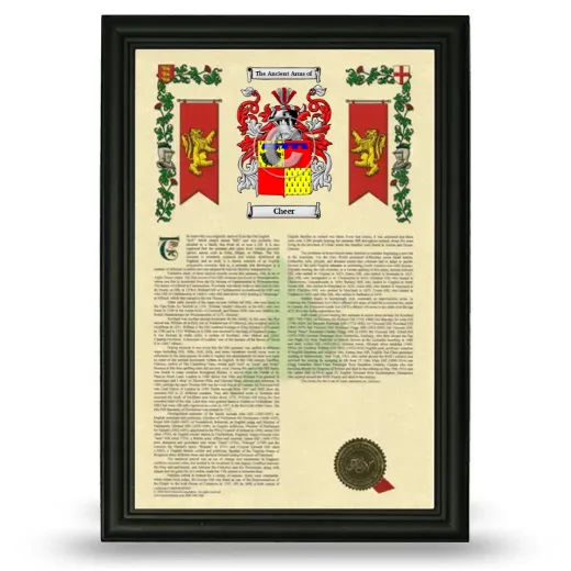 Cheer Armorial History Framed - Black
