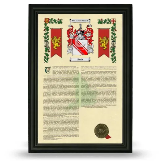 Cheile Armorial History Framed - Black